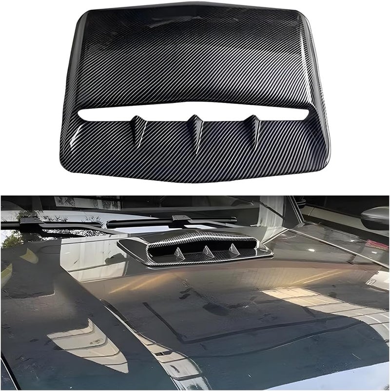 FALVFUN Car Hood Vents, Vehicle Scoop Turbo Bonnet Hood Air Flow Intake Cover, Automotive Exterior Decorative Engine Cooling Intake Vent Trim Accessories, Universal for SUV RV Truck (Carbon Fiber) - Image 1